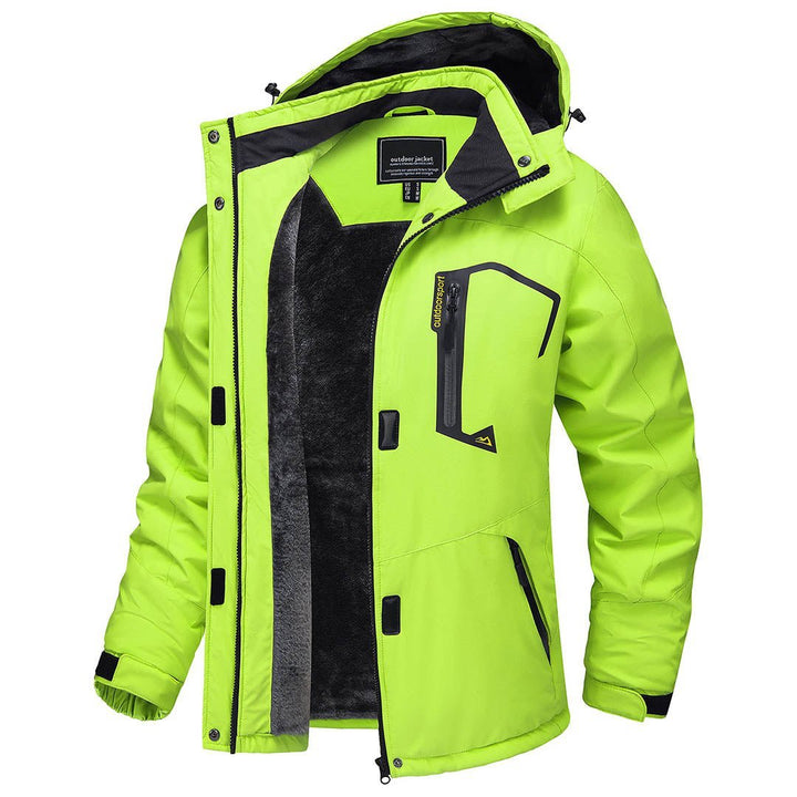 Vandtæt og isoleret skijakke til kvinder med aftagelig hætte og varmt fleecefoer