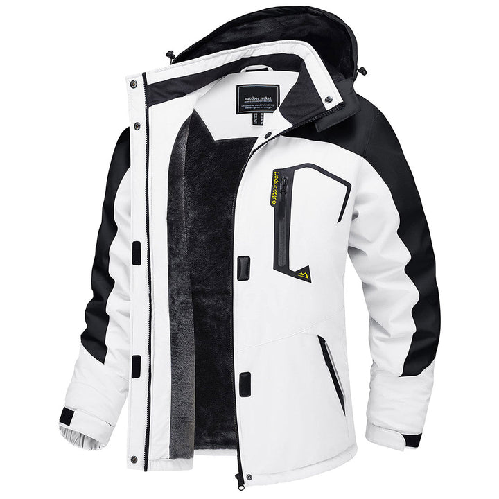 Vandtæt og isoleret skijakke til kvinder med aftagelig hætte og varmt fleecefoer