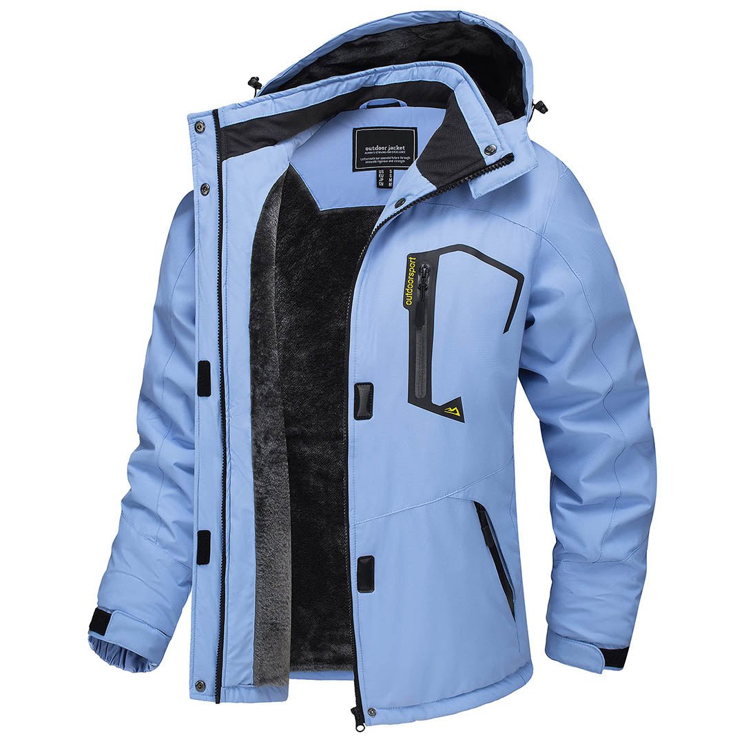 Vandtæt og isoleret skijakke til kvinder med aftagelig hætte og varmt fleecefoer