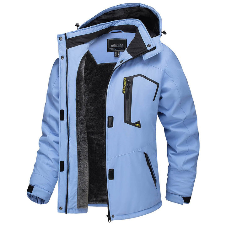 Vandtæt og isoleret skijakke til kvinder med aftagelig hætte og varmt fleecefoer