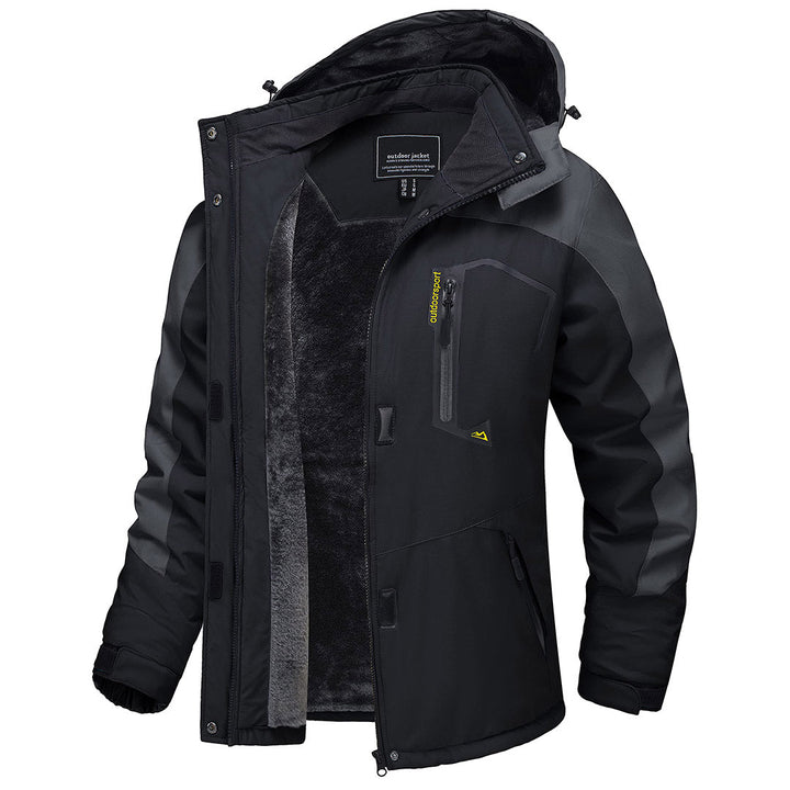 Vandtæt og isoleret skijakke til kvinder med aftagelig hætte og varmt fleecefoer